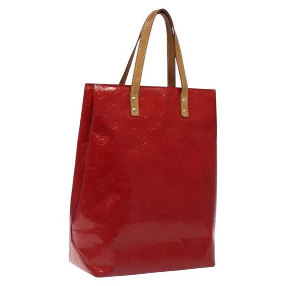 LOUIS VUITTON Monogram Vernis Reade MM Hand Bag Red Rouge - Picture 1 of 15